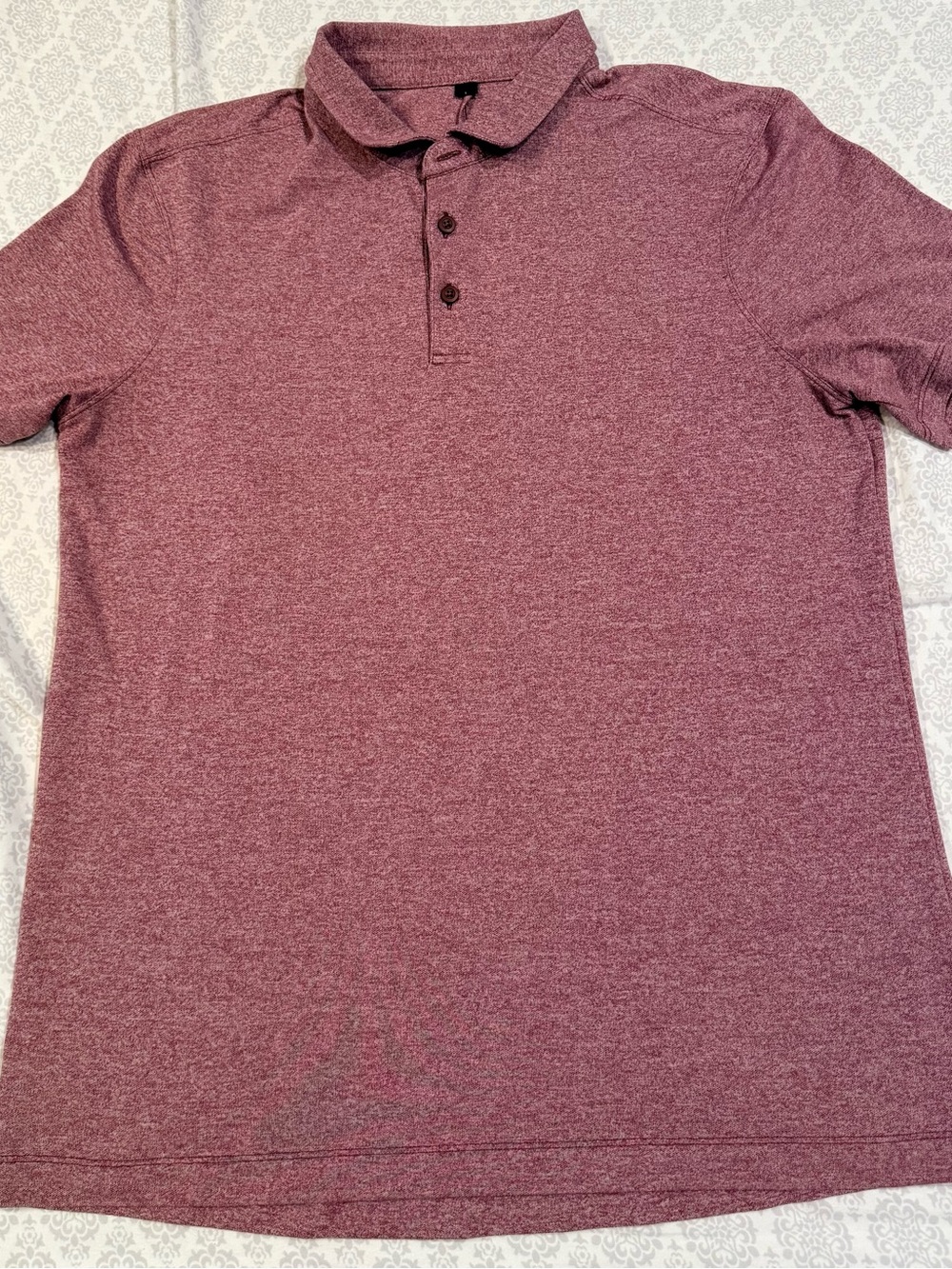 Lulu Men's Polo Shirt in Heather Burgundy - Classic Short Sleeve
